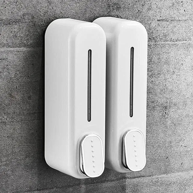 Wall Mount Hand Liquid Shampoo Shower Gel Dispenser for Hotel Bathroom White