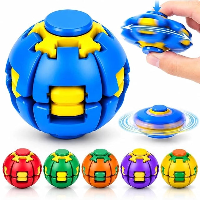 Press to Spin Fidget Ball Sensory Toy, Quiet Handheld Stress Relief Fidget Ball for Kids,