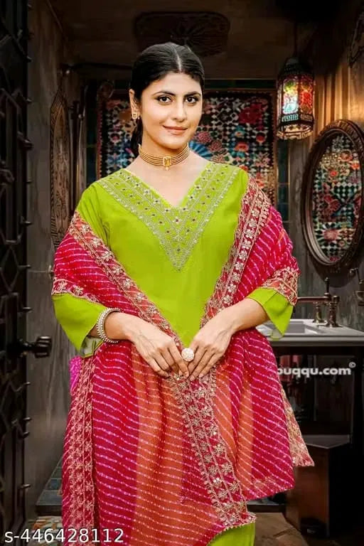 Kurta With Dupatta And Bottomwear